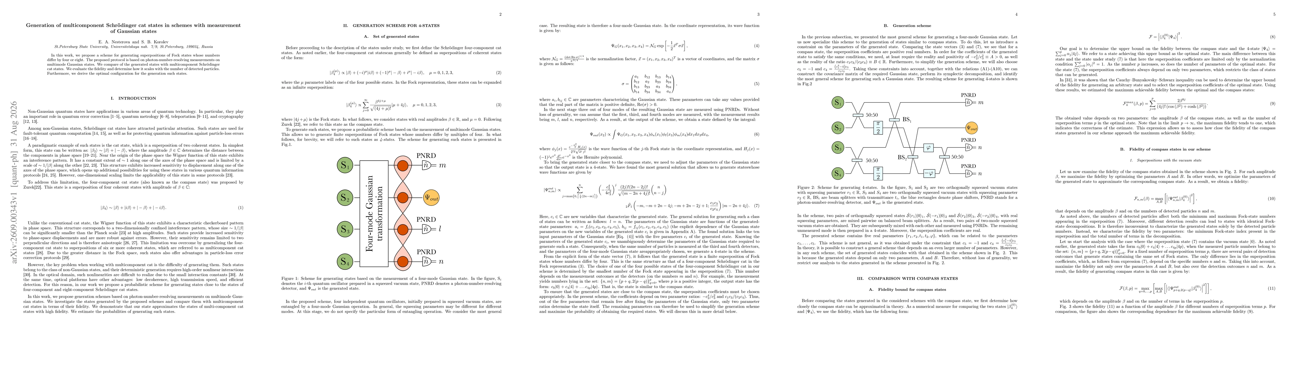 Thumbnail for Generation of multicomponent Schrödinger cat states in schemes with measurement of Gaussian states