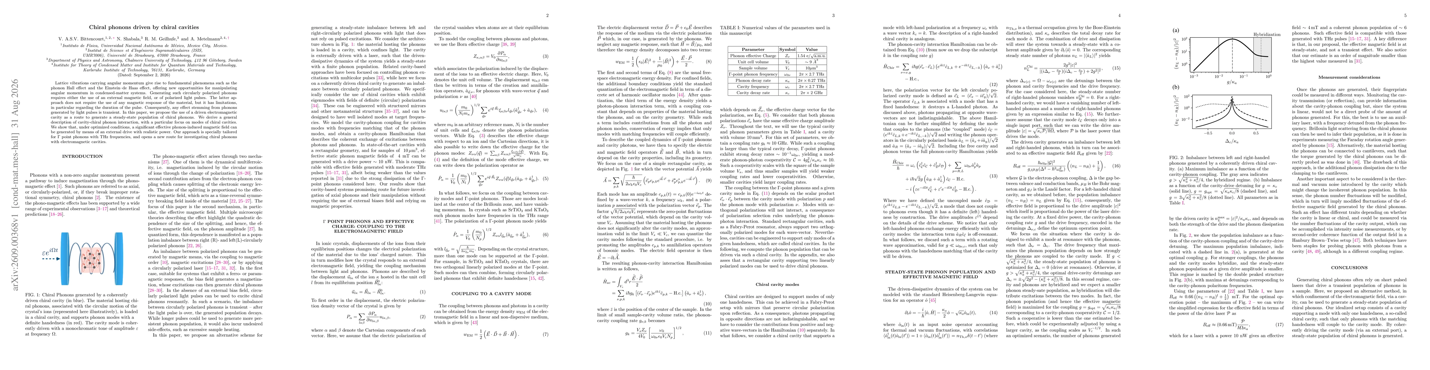 Thumbnail for Chiral phonons driven by chiral cavities