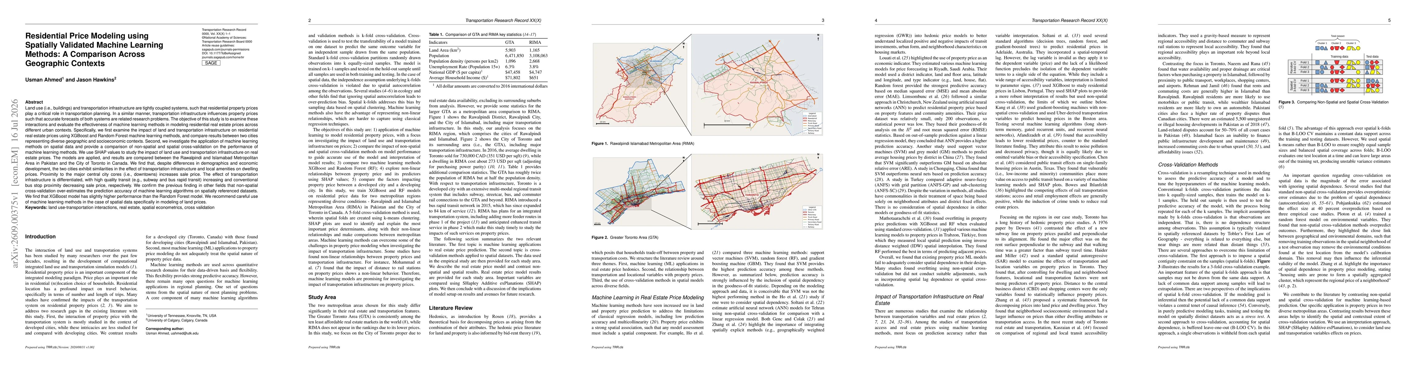 Thumbnail for Residential Price Modeling using Spatially Validated Machine Learning Methods: A Comparison Across Geographic Contexts