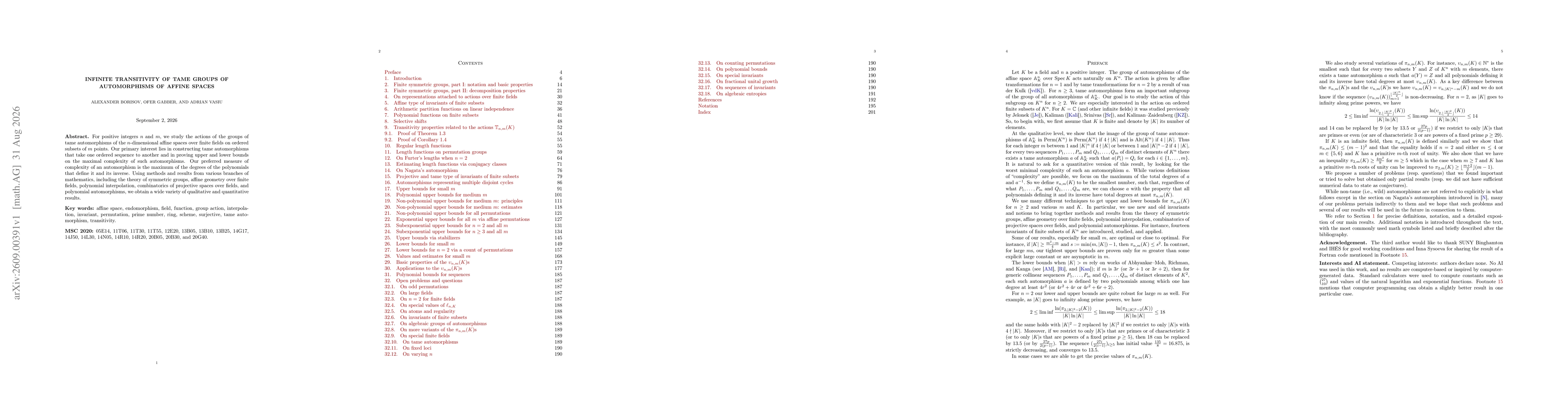 Thumbnail for Infinite transitivity of tame groups of automorphisms of affine spaces