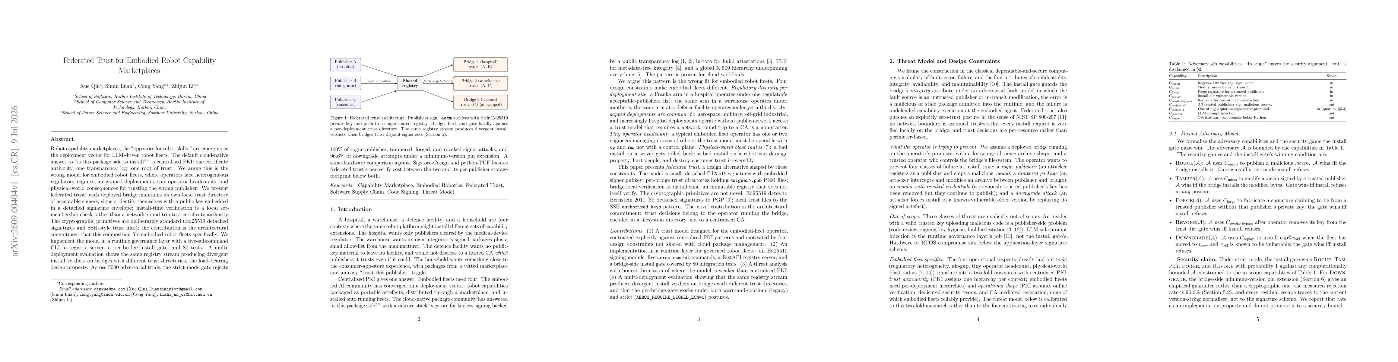 Thumbnail for Federated Trust for Embodied Robot Capability Marketplaces