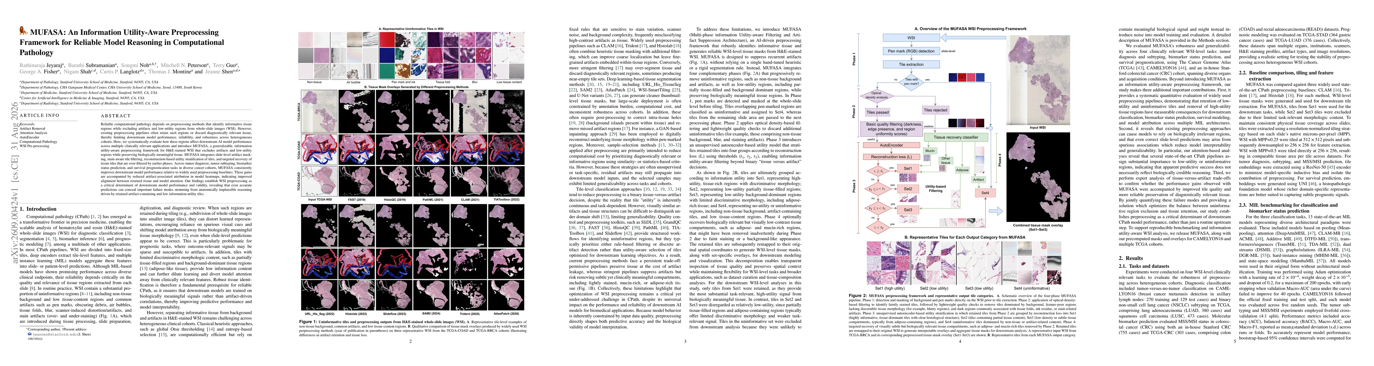 Thumbnail for MUFASA: An Information Utility-Aware Preprocessing Framework for Reliable Model Reasoning in Computational Pathology