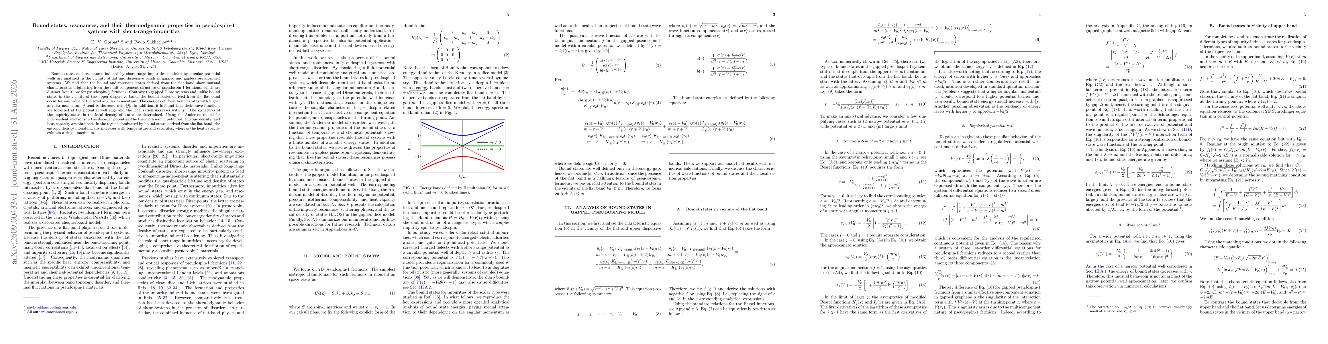 Thumbnail for Bound states, resonances, and their thermodynamic properties in pseudospin-1 systems with short-range impurities