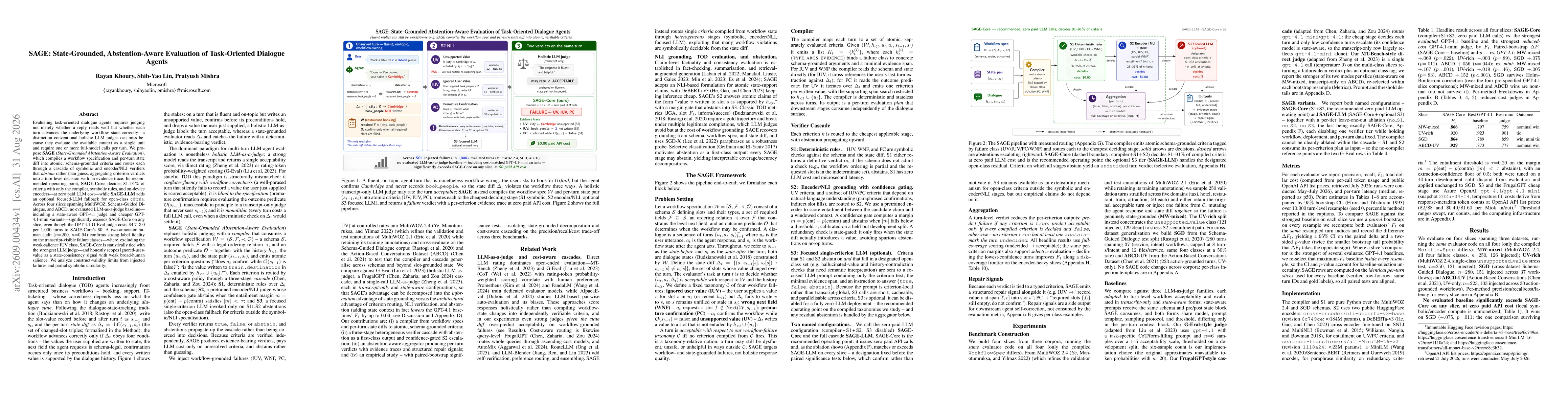 Thumbnail for SAGE: State-Grounded, Abstention-Aware Evaluation of Task-Oriented Dialogue Agents