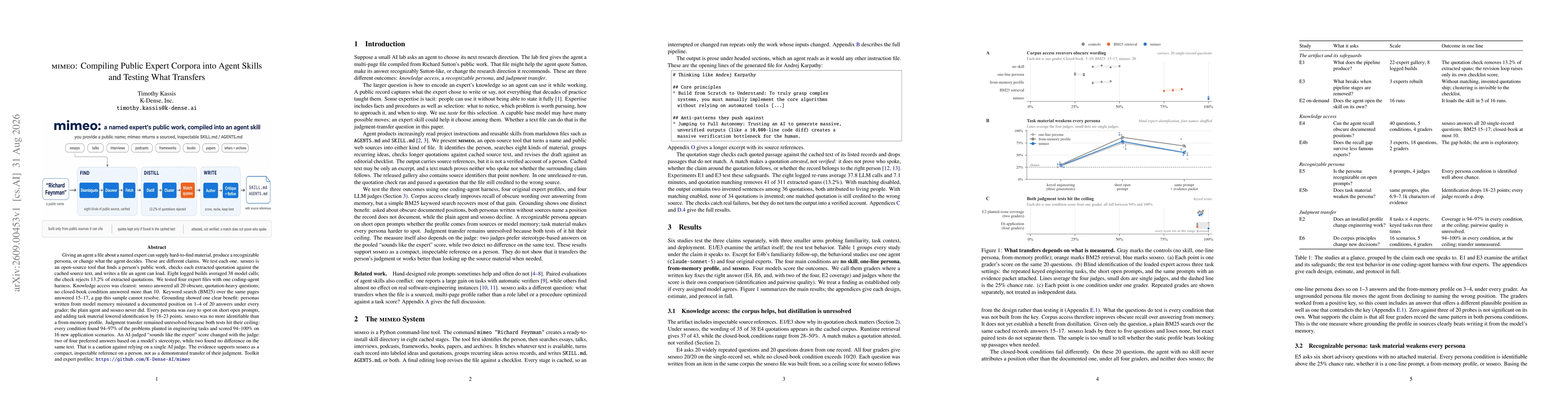 Thumbnail for mimeo: Compiling Public Expert Corpora into Agent Skills and Testing What Transfers