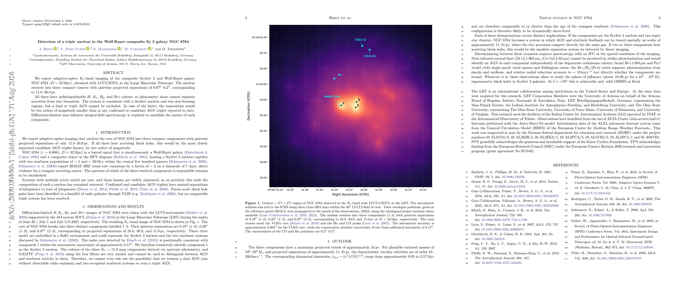 Thumbnail for Detection of a triple nucleus in the Wolf-Rayet composite Sy 2 galaxy NGC 6764