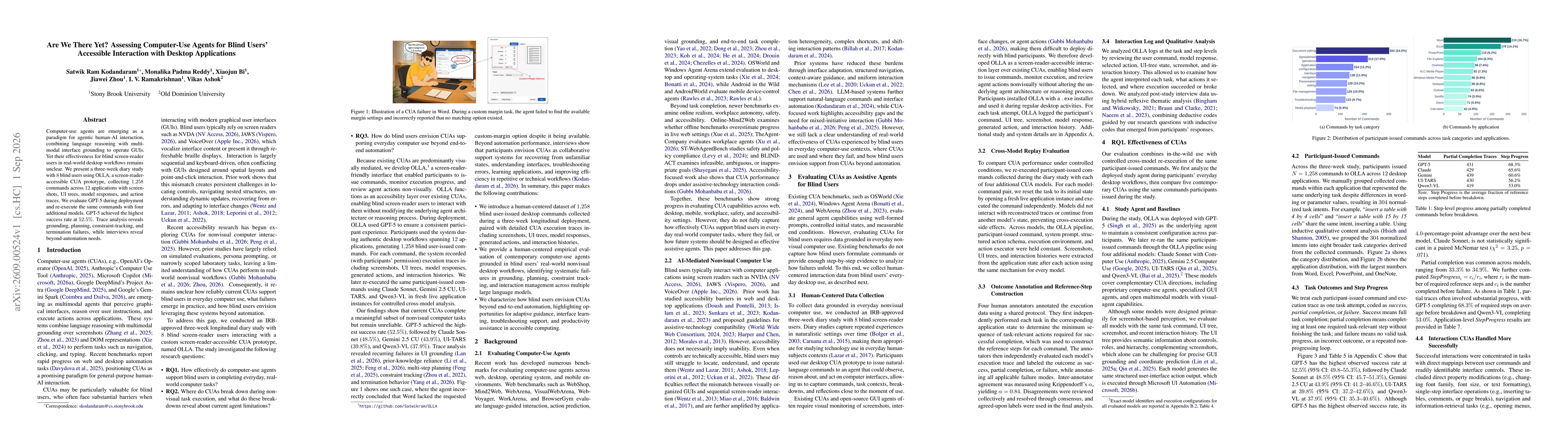 Thumbnail for Are We There Yet? Assessing Computer-Use Agents for Blind Users' Accessible Interaction with Desktop Applications