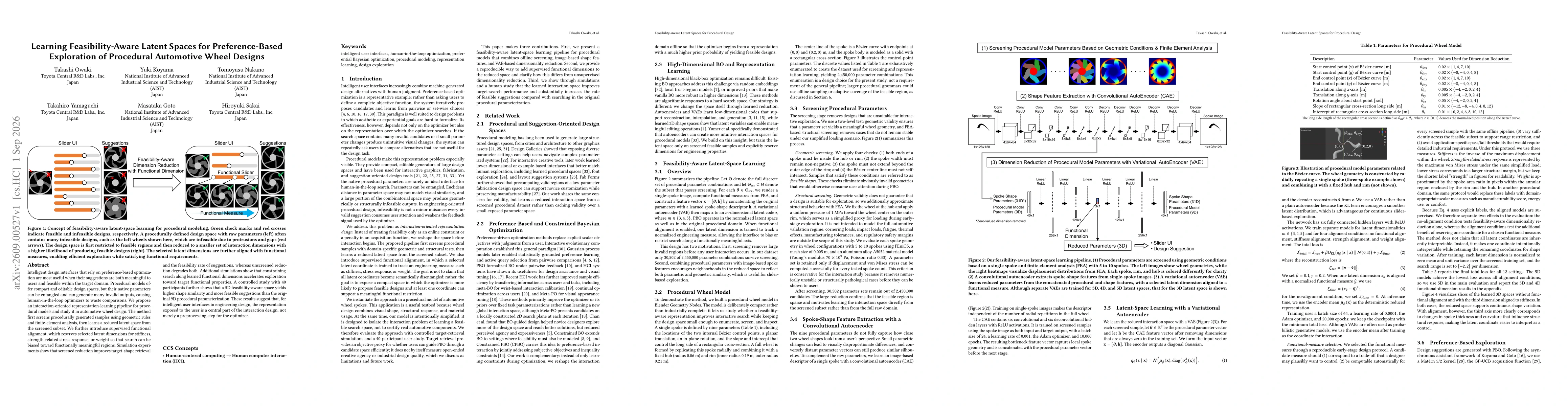 Thumbnail for Learning Feasibility-Aware Latent Spaces for Preference-Based Exploration of Procedural Automotive Wheel Designs
