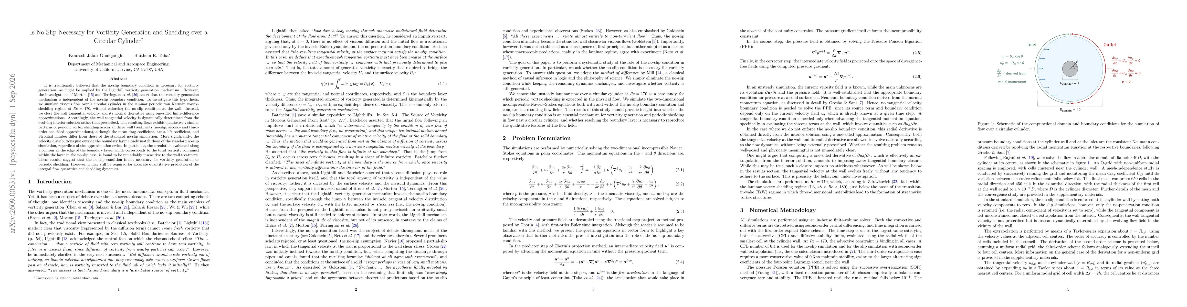 Thumbnail for Is No-Slip Necessary for Vorticity Generation and Shedding over a Circular Cylinder?