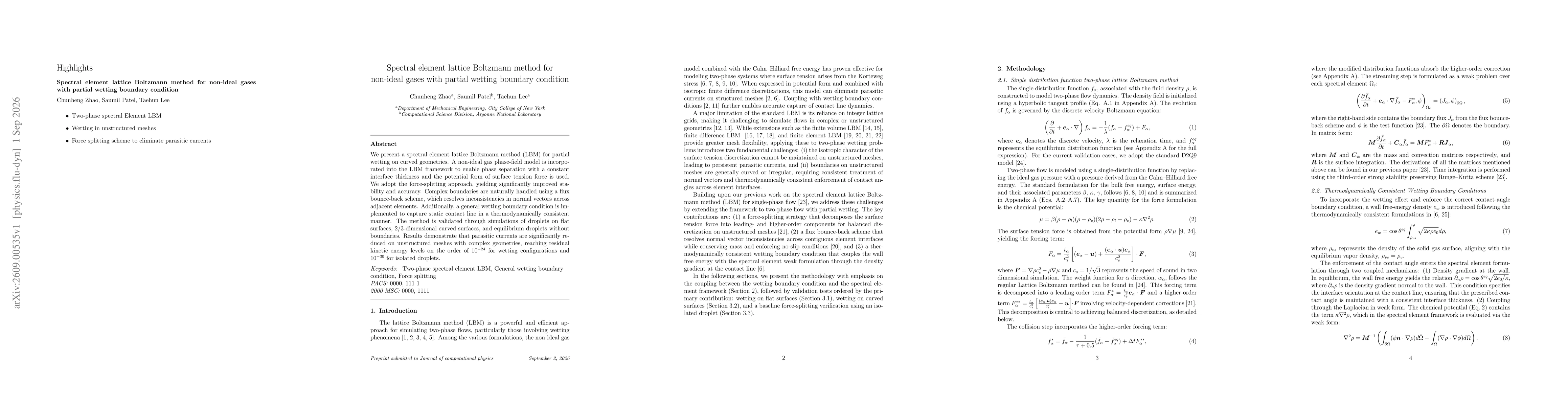 Thumbnail for Spectral element lattice Boltzmann method for non-ideal gases with partial wetting boundary condition