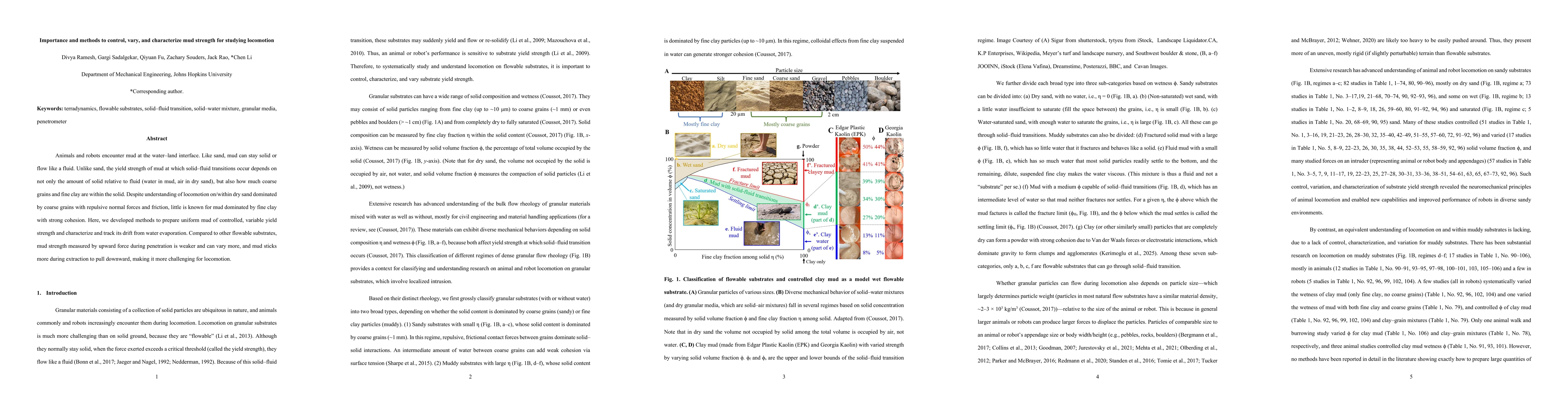 Thumbnail for Importance and methods to control, vary, and characterize mud strength for studying locomotion