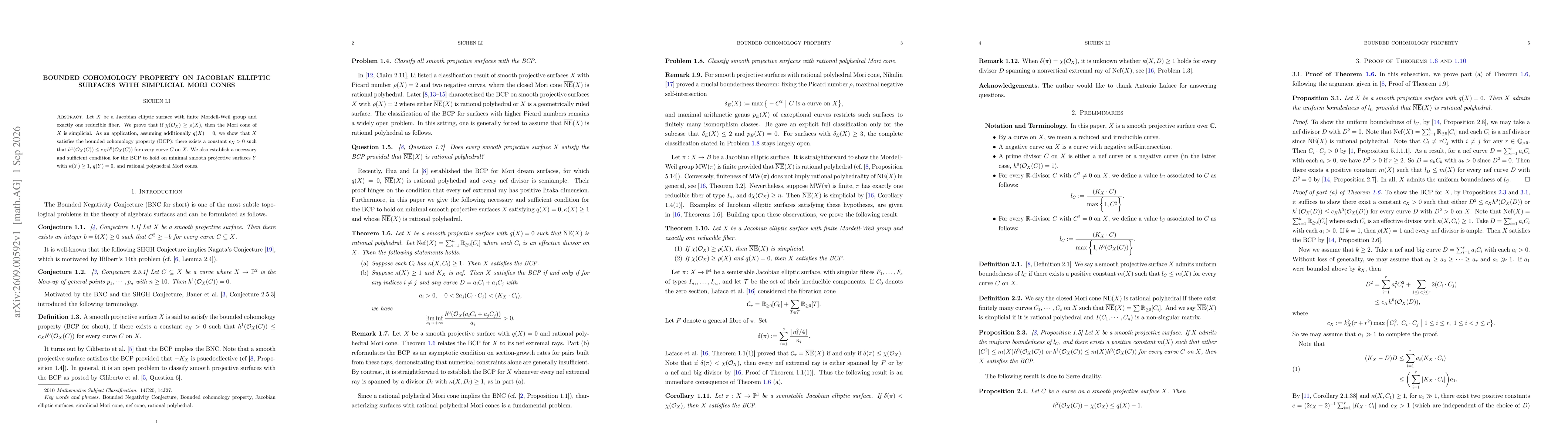 Thumbnail for Bounded cohomology property on Jacobian elliptic surfaces with simplicial Mori cones
