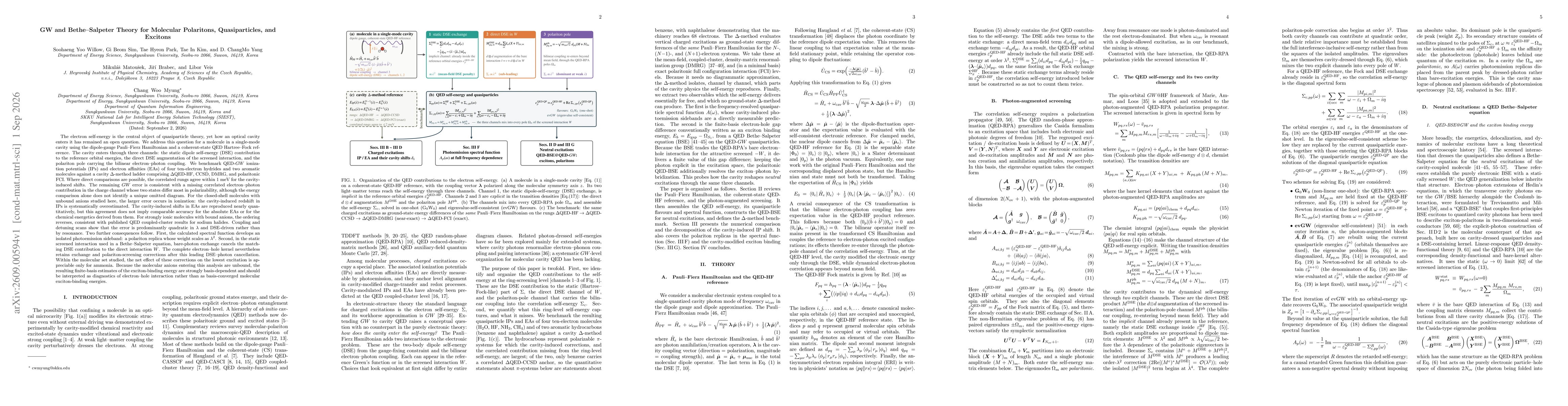 Thumbnail for GW and Bethe-Salpeter Theory for Molecular Polaritons, Quasiparticles, and Excitons