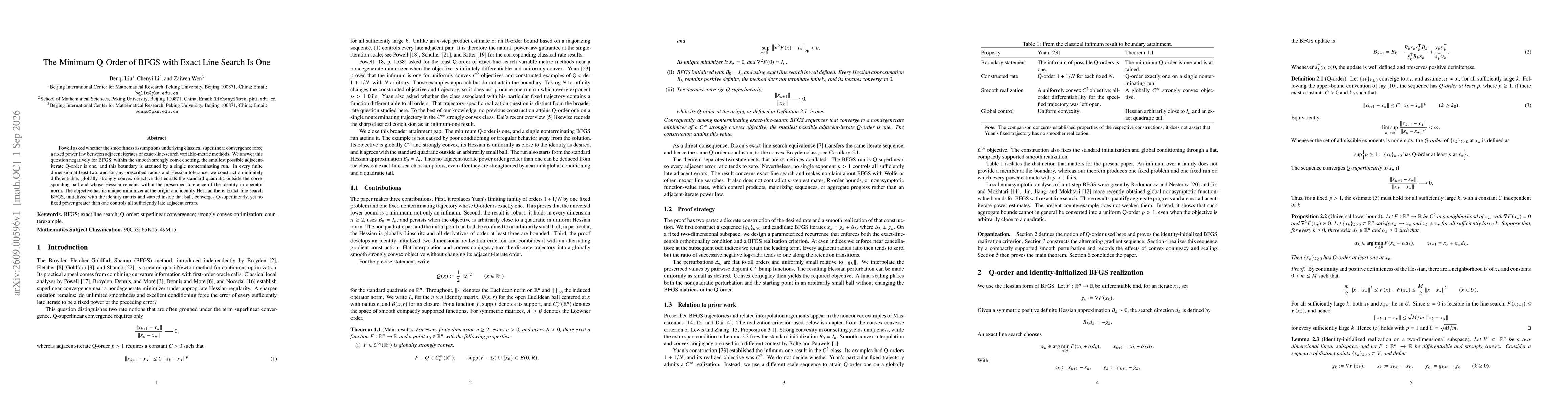 Thumbnail for The Minimum Q-Order of BFGS with Exact Line Search Is One