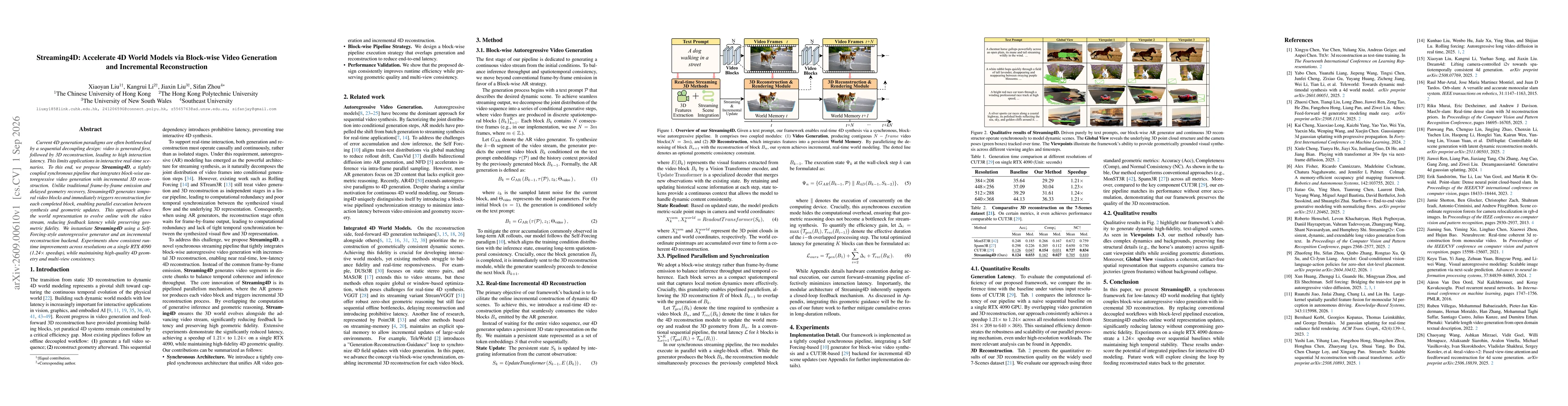Thumbnail for Streaming4D: Accelerate 4D World Models via Block-wise Video Generation and Incremental Reconstruction