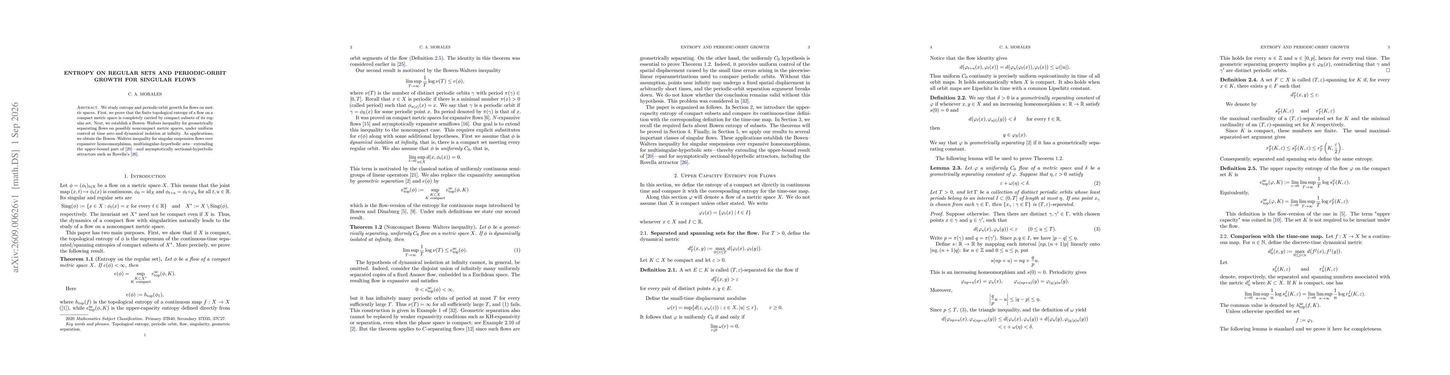 Thumbnail for Entropy on regular sets and periodic-orbit growth for singular flows