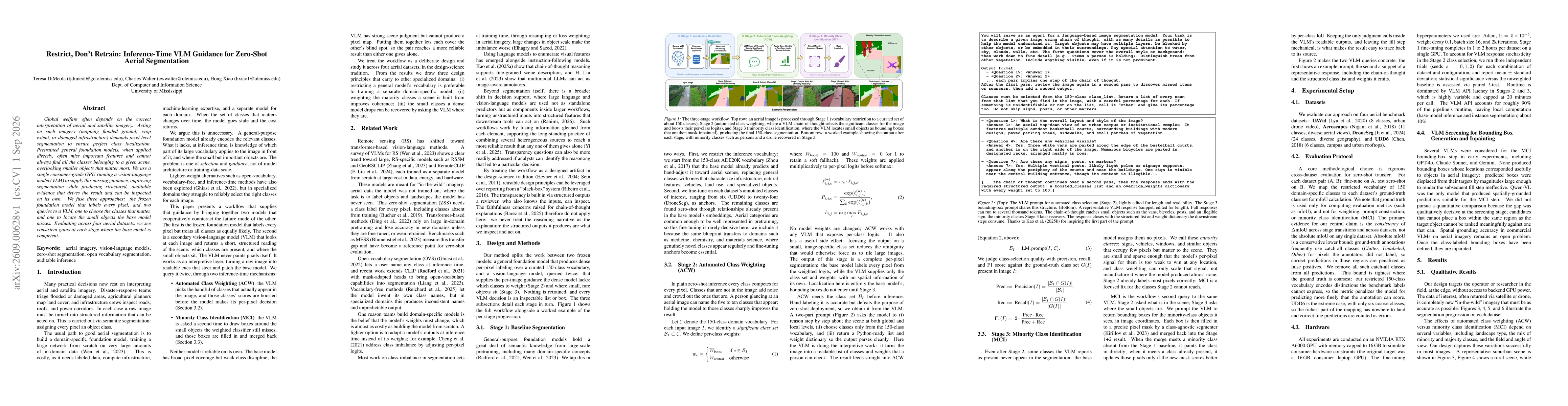 Thumbnail for Restrict, Don't Retrain: Inference-Time VLM Guidance for Zero-Shot Aerial Segmentation