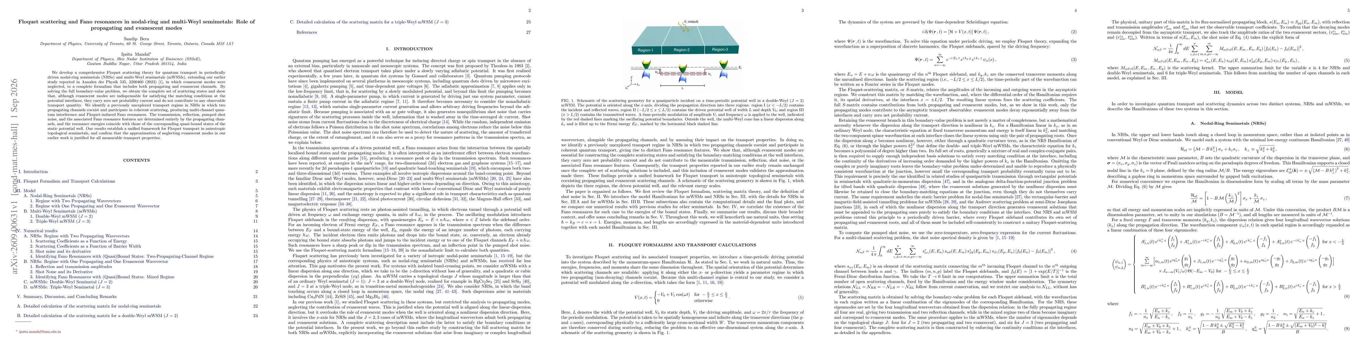 Thumbnail for Floquet scattering and Fano resonances in nodal-ring and multi-Weyl semimetals: Role of propagating and evanescent modes
