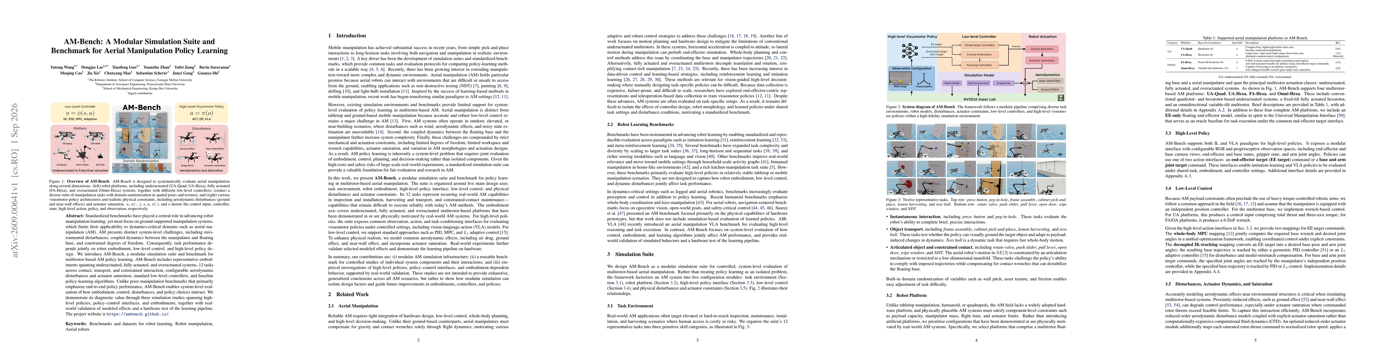 Thumbnail for AM-Bench: A Modular Simulation Suite and Benchmark for Aerial Manipulation Policy Learning