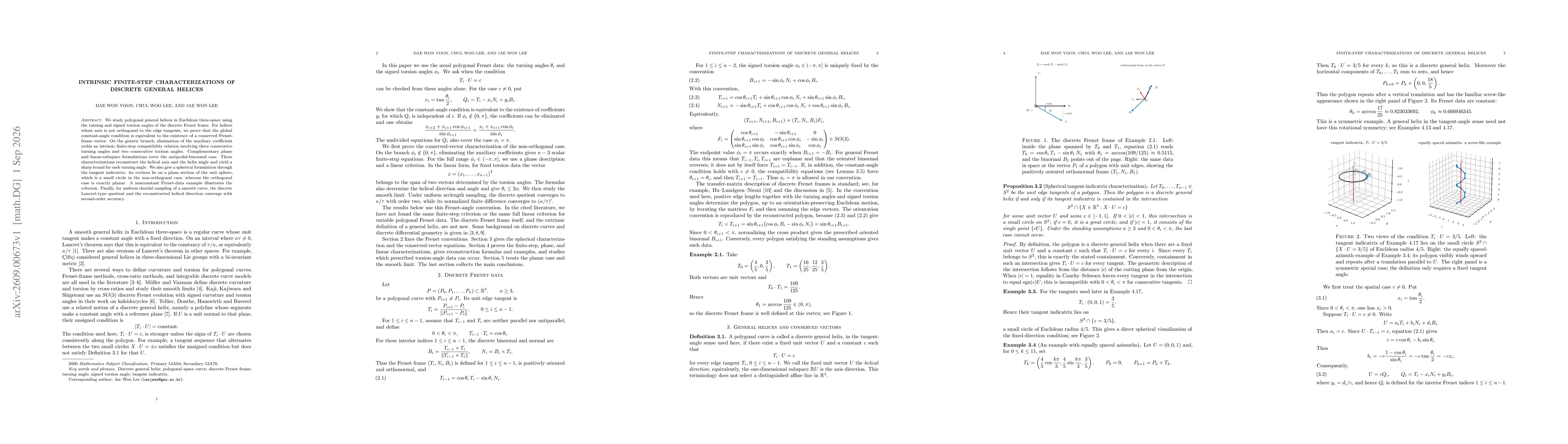 Thumbnail for Intrinsic Finite-Step Characterizations of Discrete General Helices