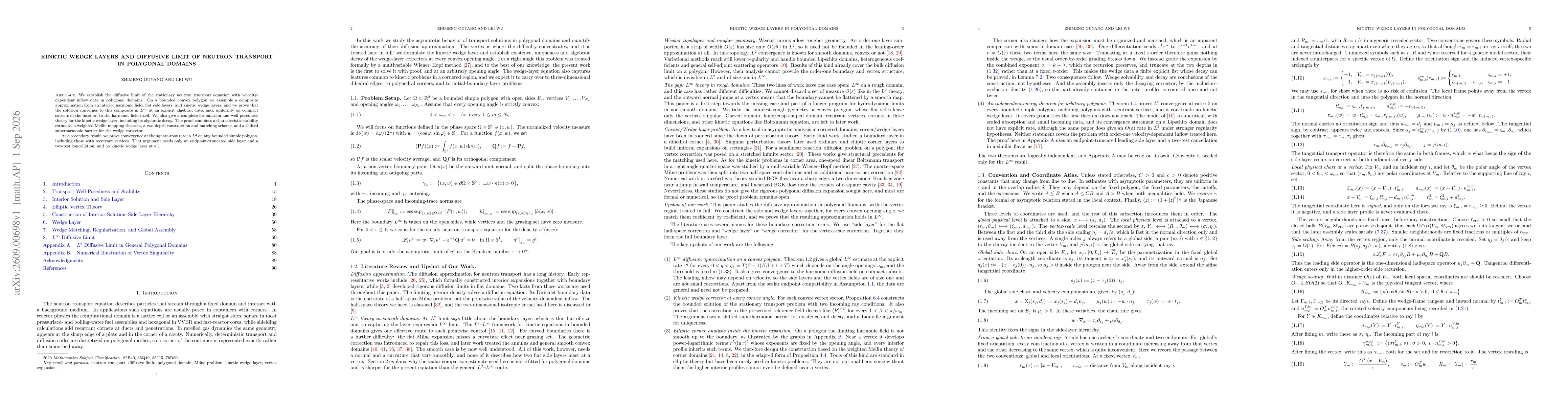 Thumbnail for Kinetic Wedge Layers and Diffusive Limit of Neutron Transport in Polygonal Domains