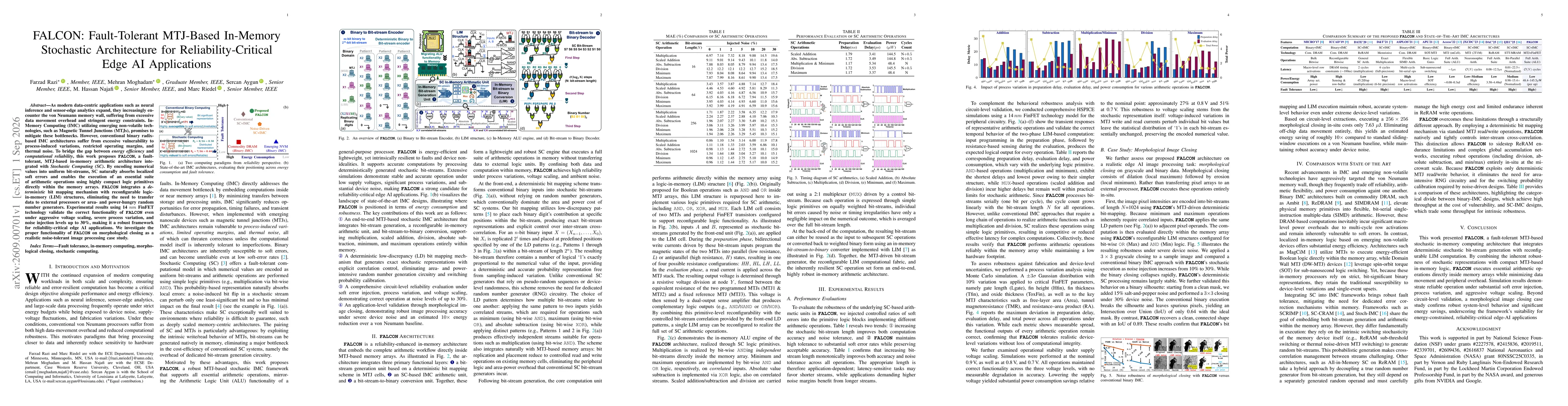 Thumbnail for FALCON: Fault-Tolerant Magnetic Tunnel Junction-Based In-Memory Stochastic Architecture for Reliability-Critical Edge AI Applications
