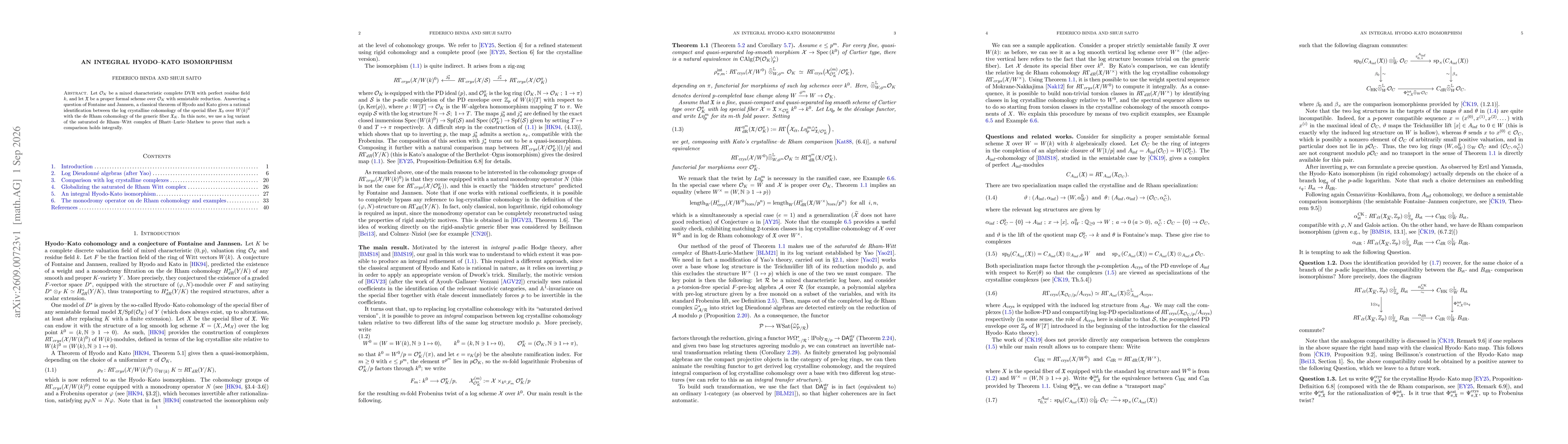 Thumbnail for An integral Hyodo--Kato isomorphism