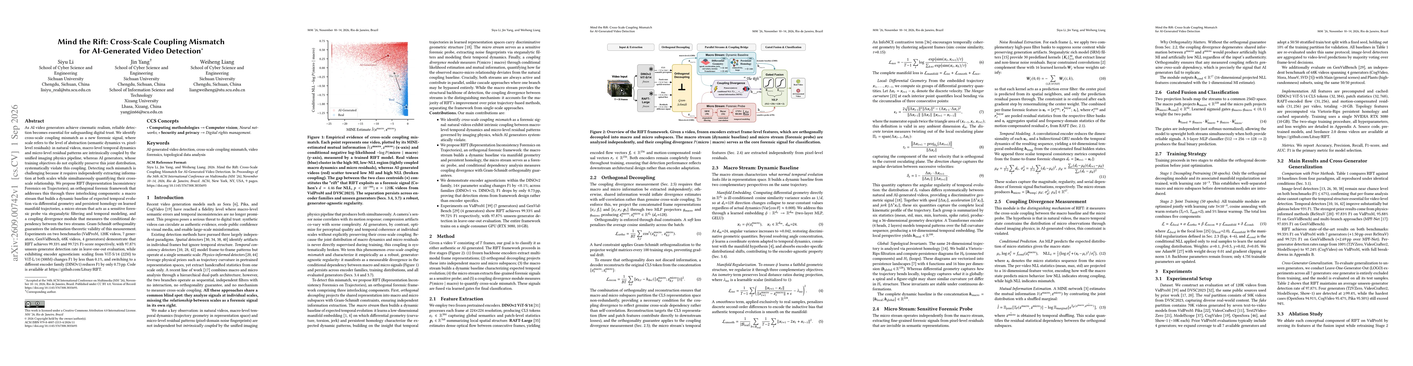 Thumbnail for Mind the Rift: Cross-Scale Coupling Mismatch for AI-Generated Video Detection