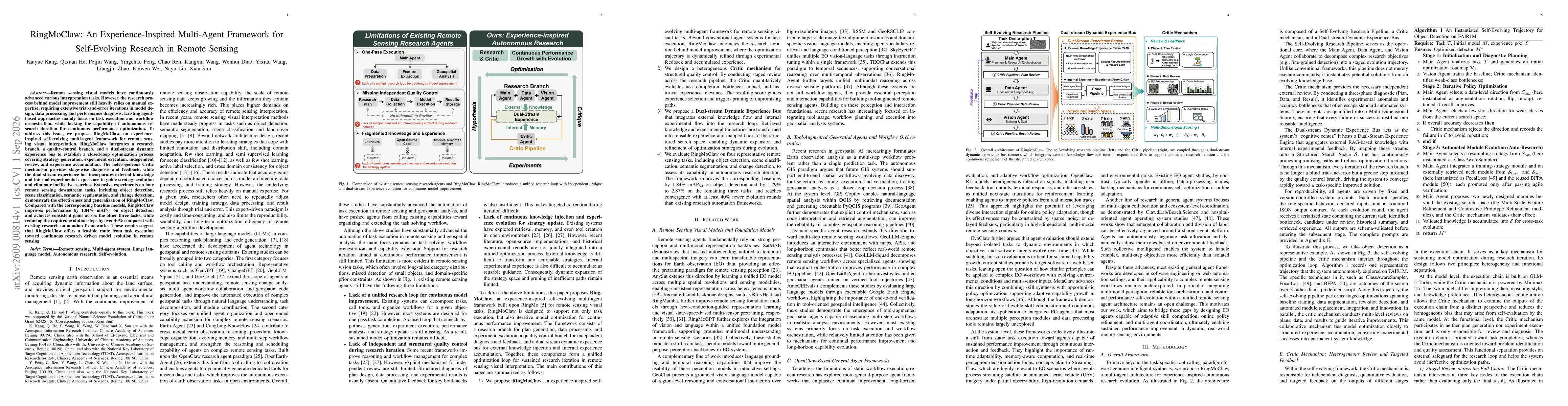 Thumbnail for RingMoClaw: An Experience-Inspired Multi-Agent Framework for Self-Evolving Research in Remote Sensing
