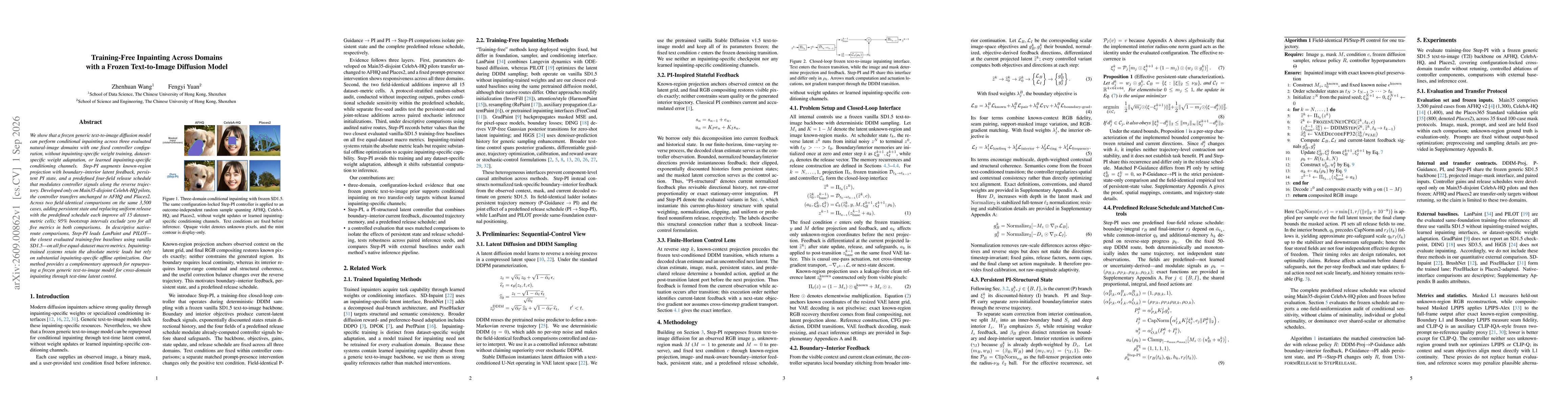 Thumbnail for Training-Free Inpainting Across Domains with a Frozen Text-to-Image Diffusion Model