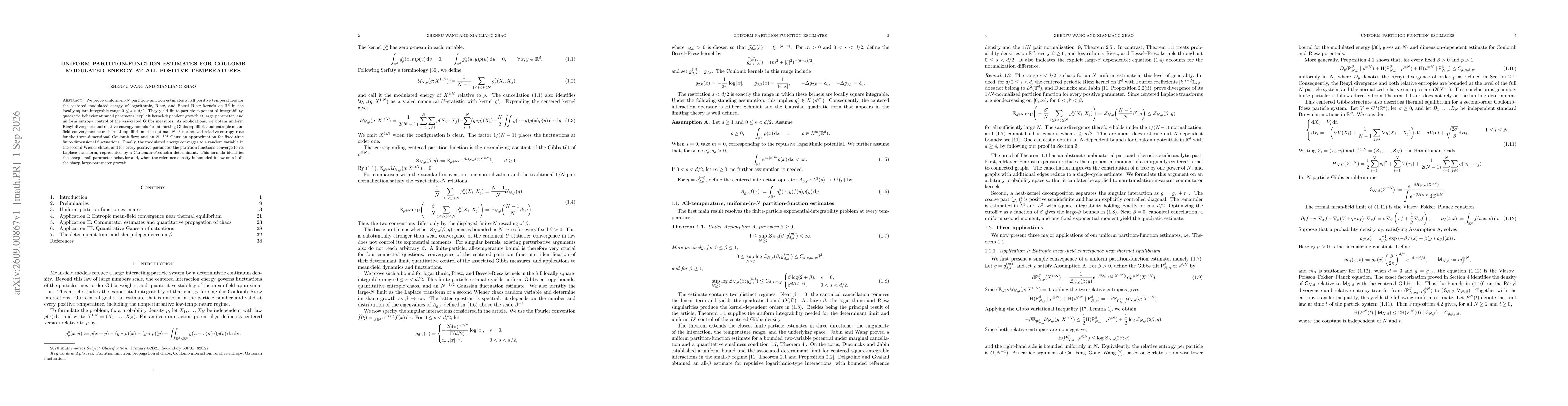 Thumbnail for Uniform Partition-Function Estimates for Coulomb Modulated Energy at All Positive Temperatures