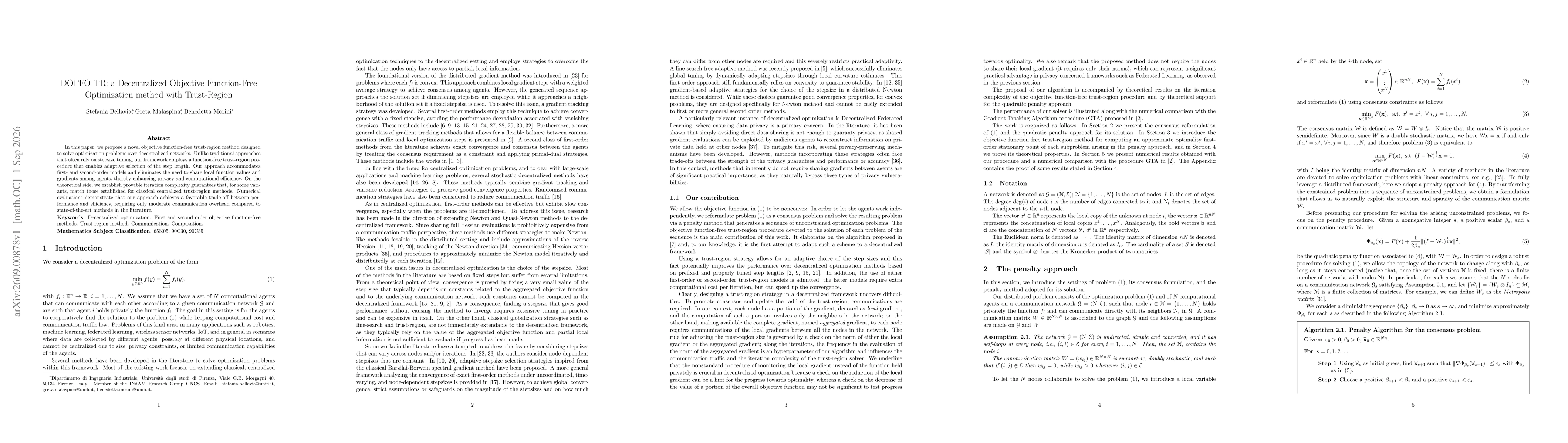 Thumbnail for DOFFO_TR: a Decentralized Objective Function-Free Optimization method with Trust-Region