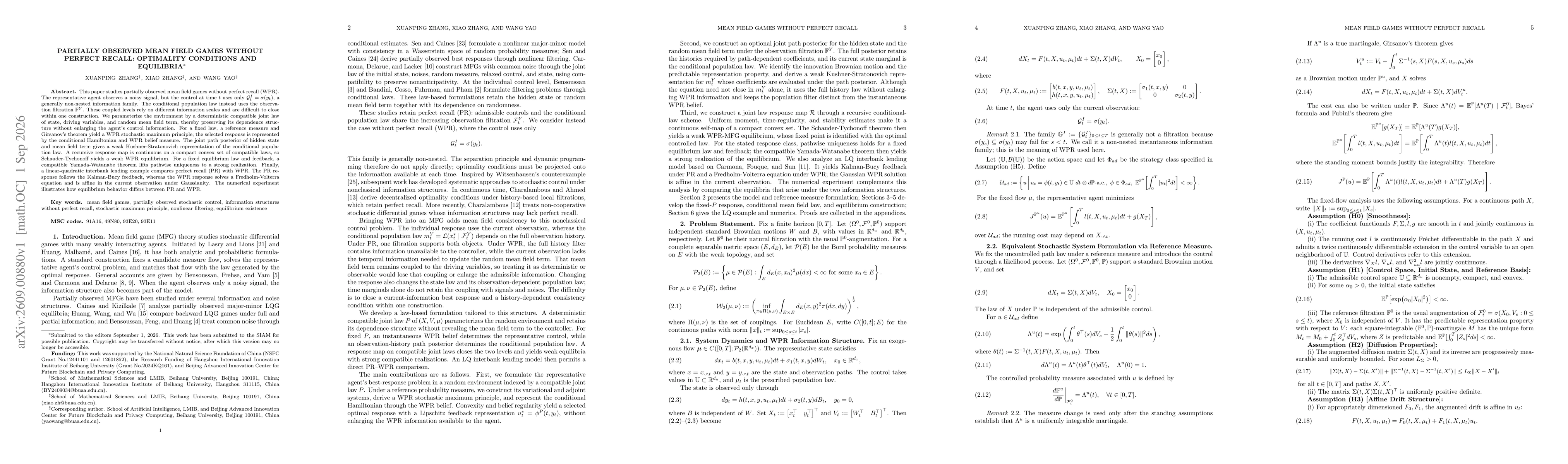 Thumbnail for Partially Observed Mean Field Games Without Perfect Recall: Optimality Conditions and Equilibria