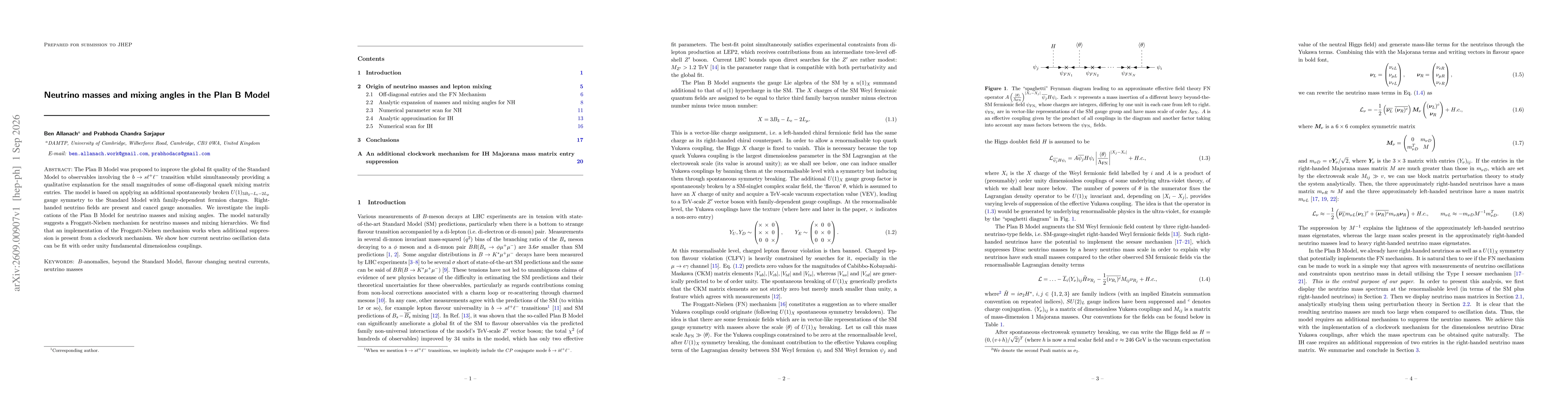 Thumbnail for Neutrino masses and mixing angles in the Plan B Model