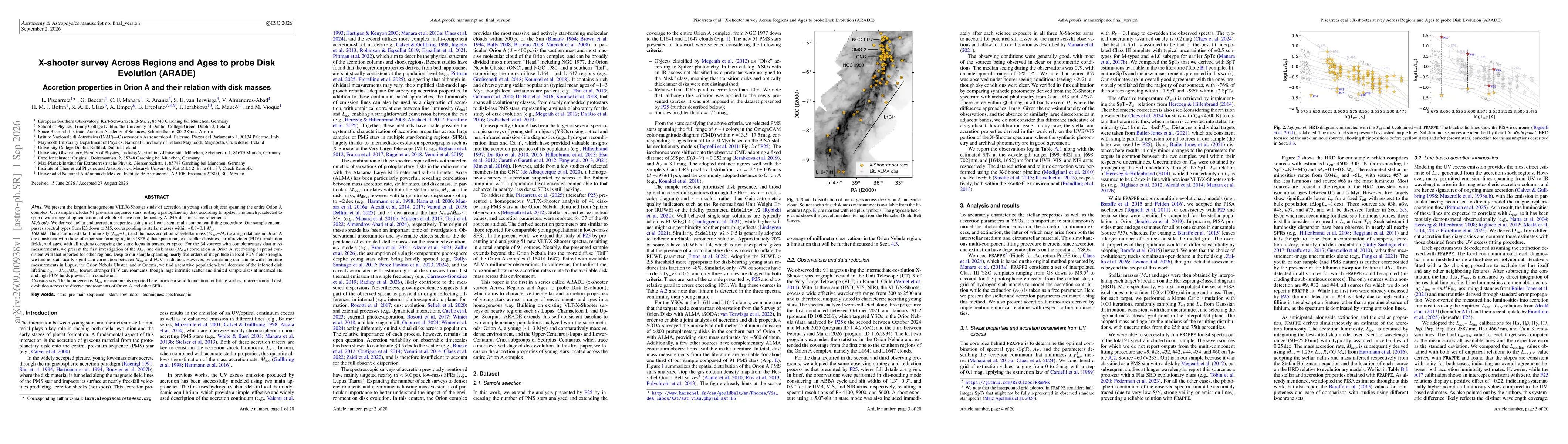 Thumbnail for X-shooter survey Across Regions and Ages to probe Disk Evolution (ARADE): Accretion properties in Orion A and their relation with disk masses