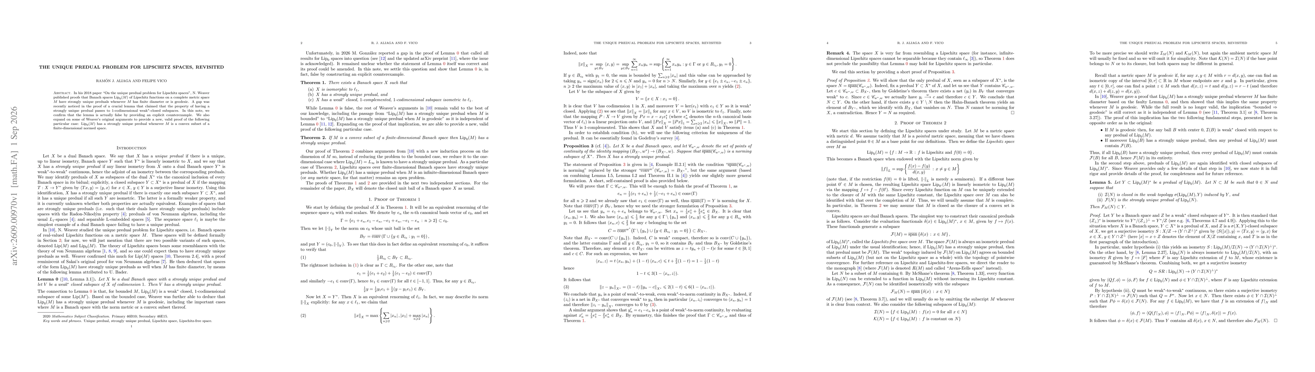 Thumbnail for The unique predual problem for Lipschitz spaces, revisited