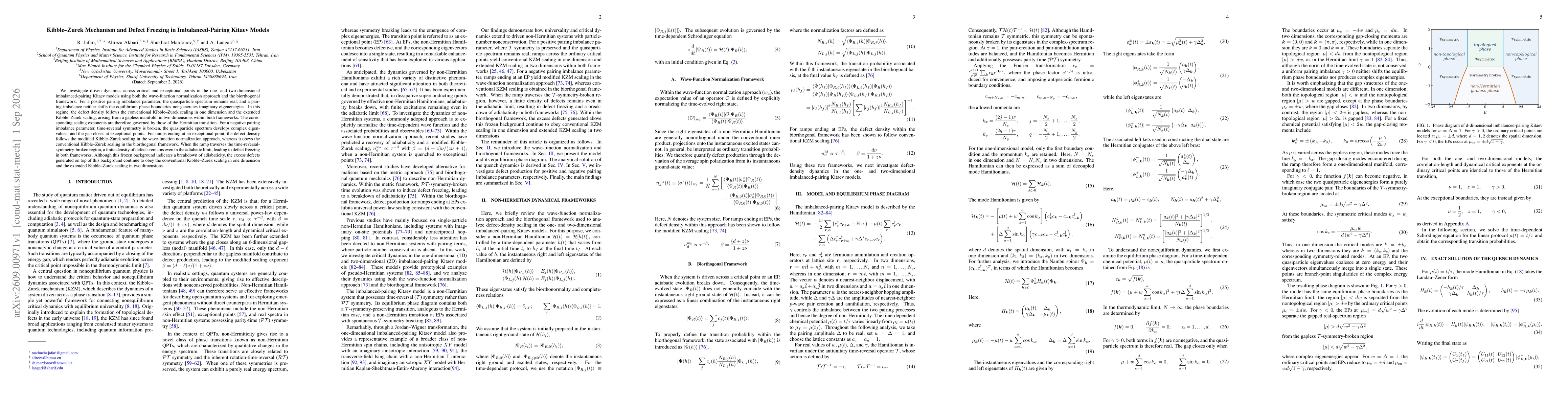 Thumbnail for Kibble--Zurek Mechanism and Defect Freezing in Imbalanced-Pairing Kitaev Models