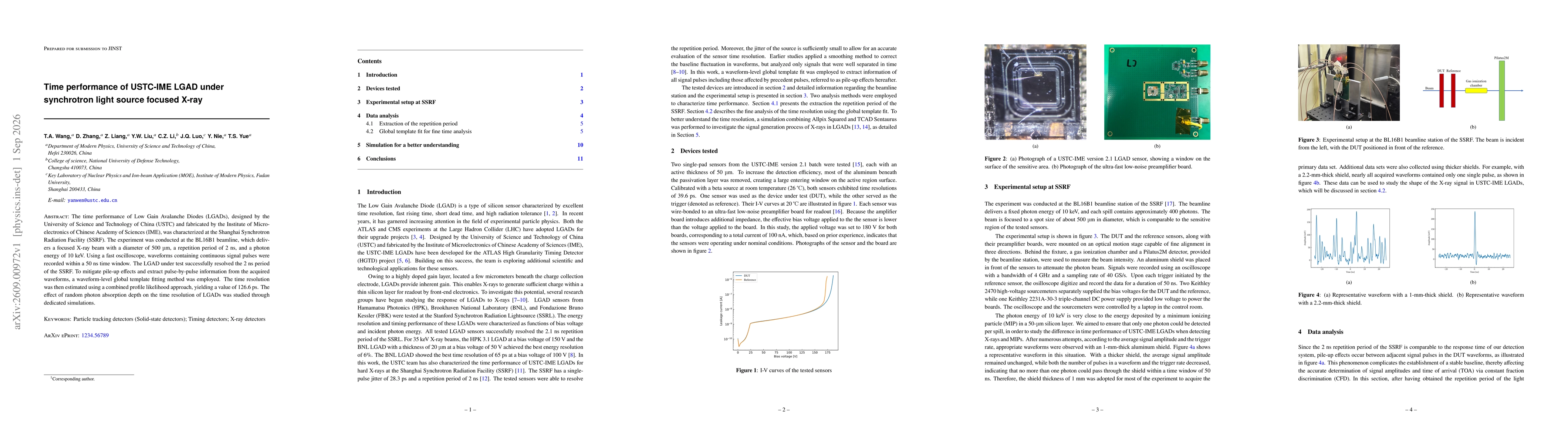 Thumbnail for Time performance of USTC-IME LGAD under synchrotron light source focused X-ray