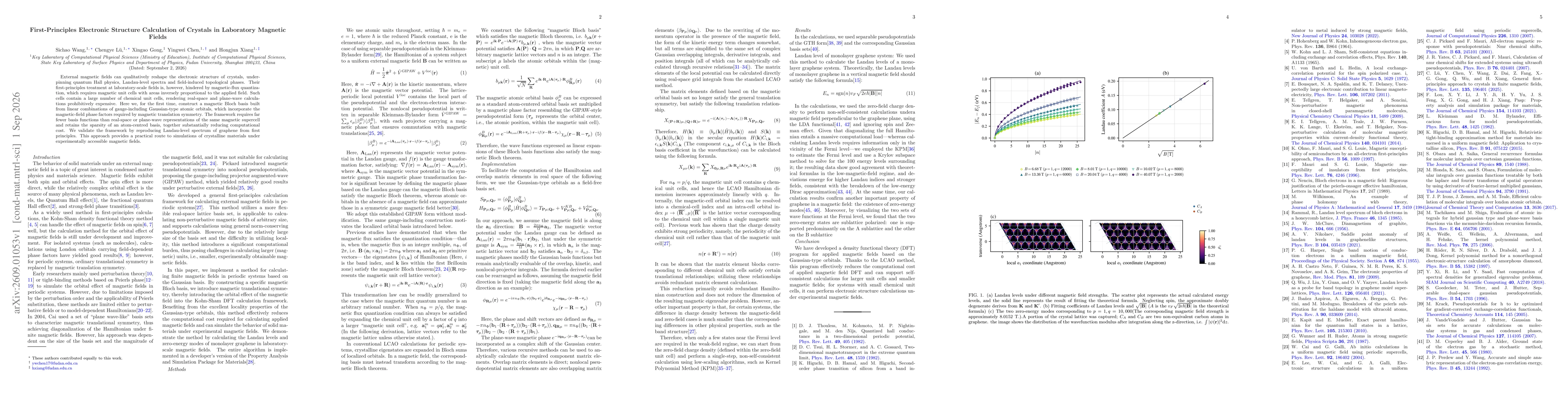 Thumbnail for First-Principles Electronic Structure Calculation of Crystals in Laboratory Magnetic Fields