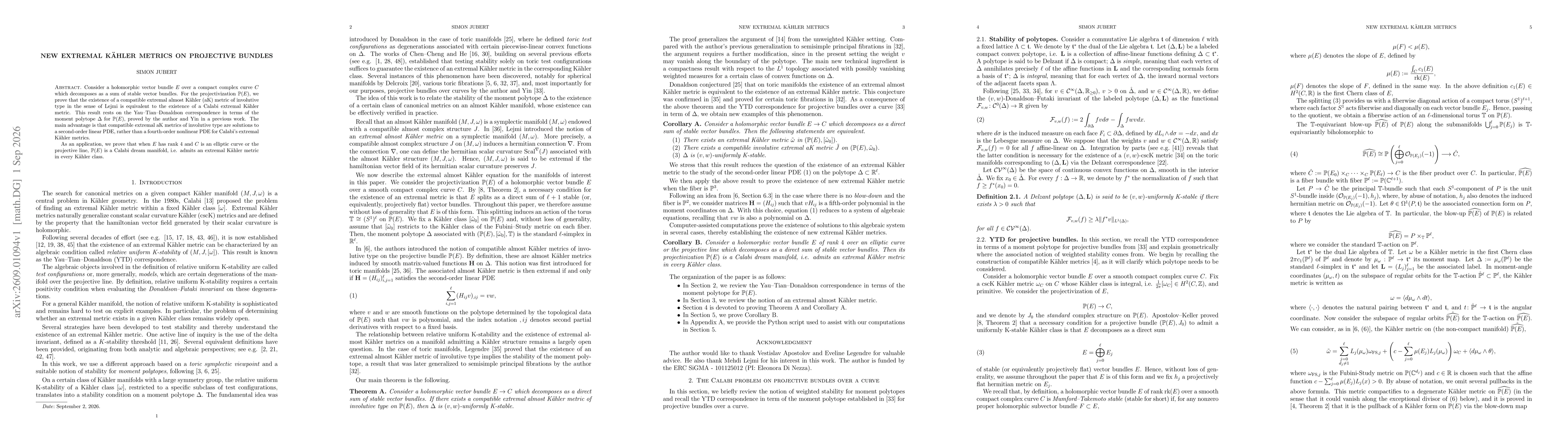 Thumbnail for New extremal Kähler metrics on projective bundles