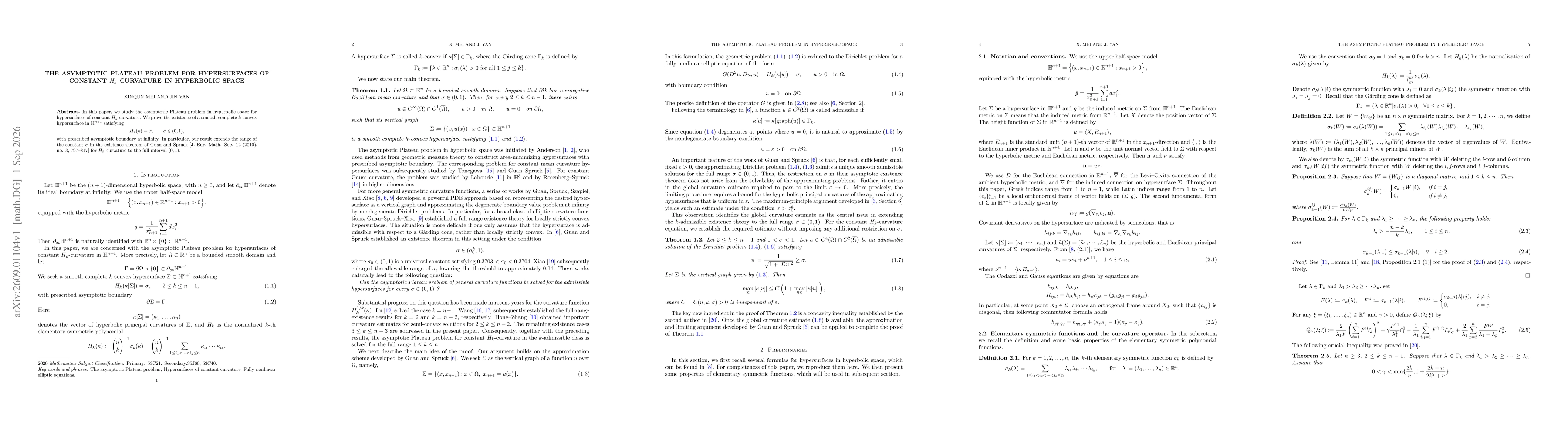 Thumbnail for The asymptotic Plateau problem for Hypersurfaces of constant $H_{k}$ curvature in hyperbolic space