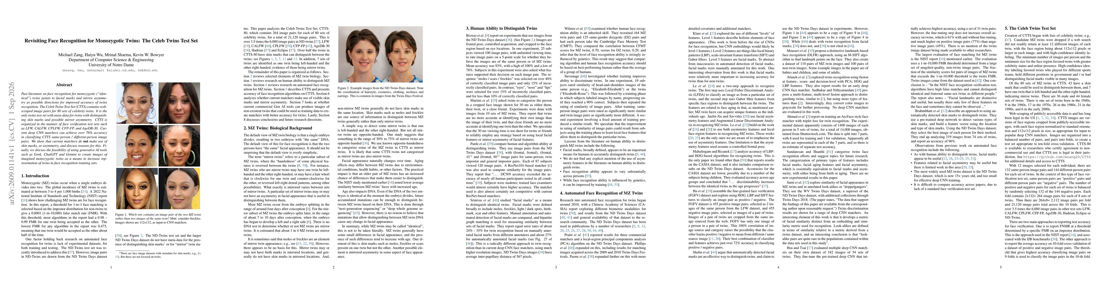 Thumbnail for Revisiting Face Recognition for Monozygotic Twins: The Celeb Twins Test Set