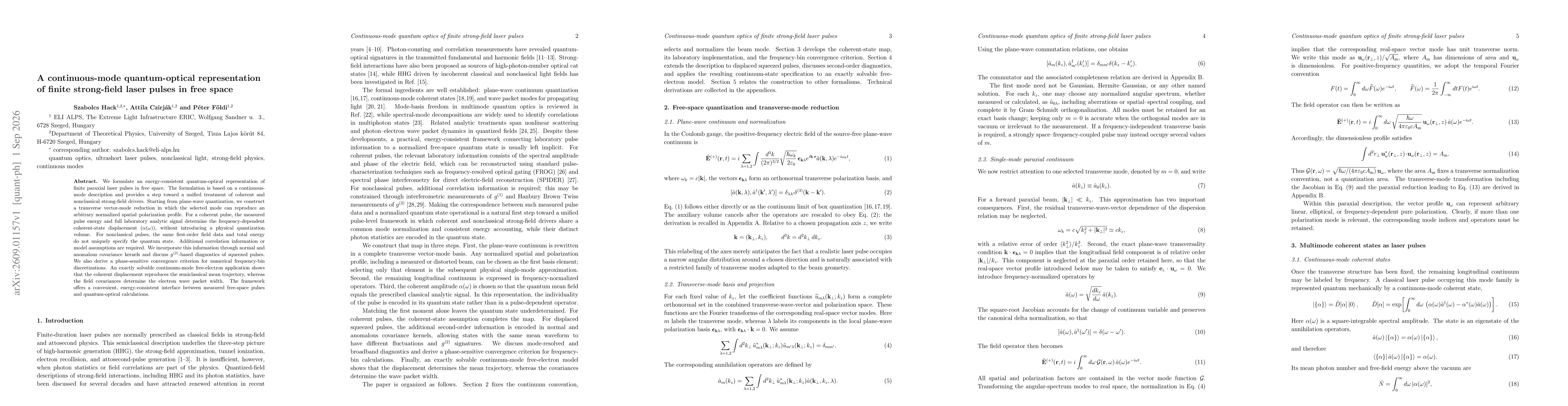 Thumbnail for A continuous-mode quantum-optical representation of finite strong-field laser pulses in free space
