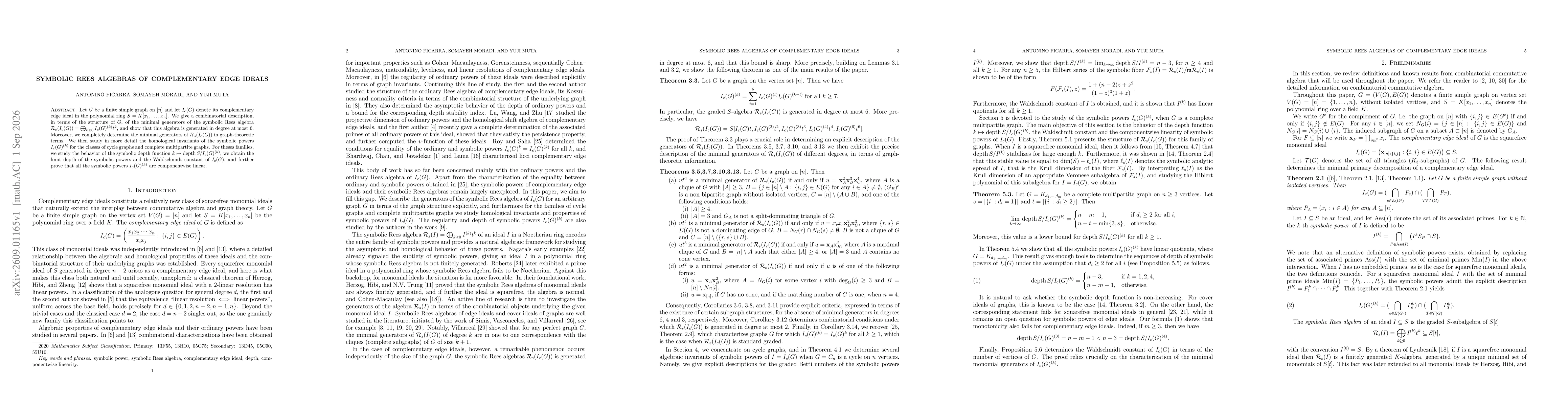 Thumbnail for Symbolic Rees algebras of complementary edge ideals