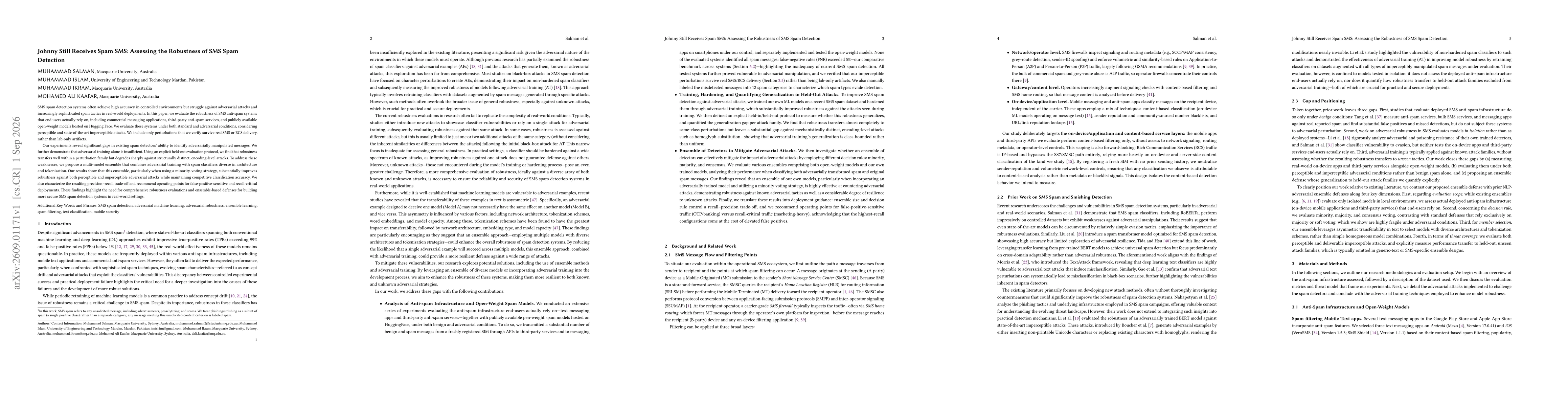 Thumbnail for Johnny Still Receives Spam SMS: Assessing the Robustness of SMS Spam Detection