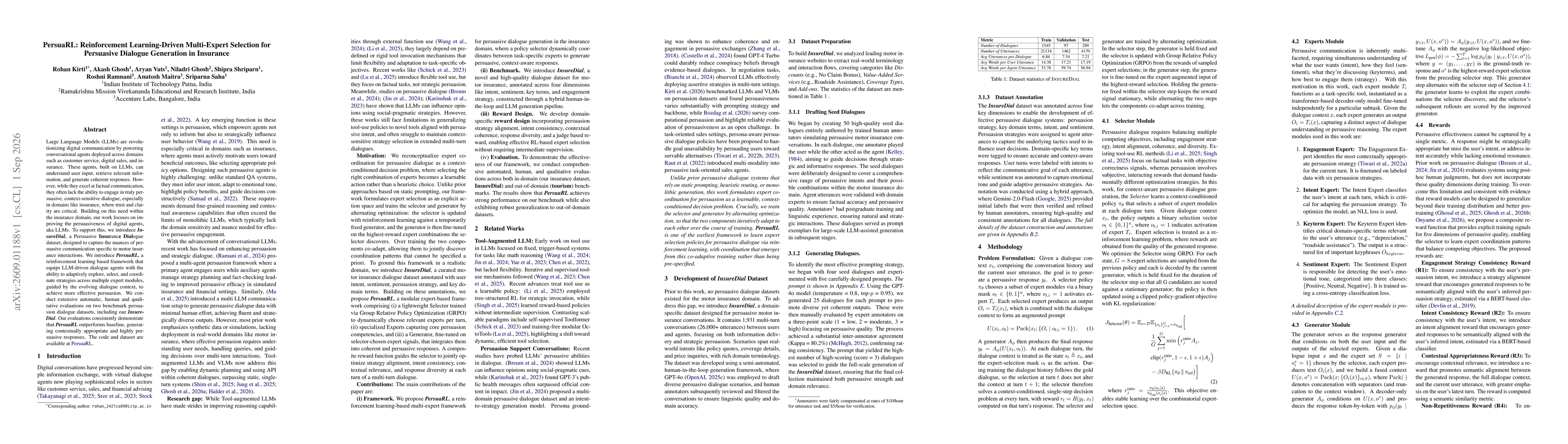 Thumbnail for PersuaRL: Reinforcement Learning-Driven Multi-Expert Selection for Persuasive Dialogue Generation in Insurance