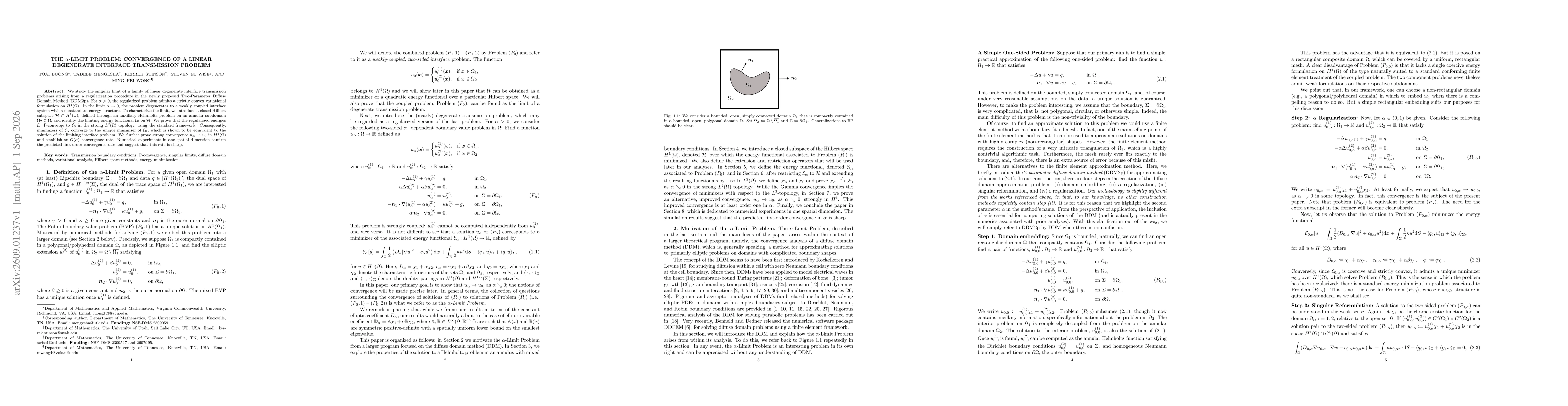 Thumbnail for The $α$-Limit Problem: Convergence of a Linear Degenerate Interface Transmission Problem
