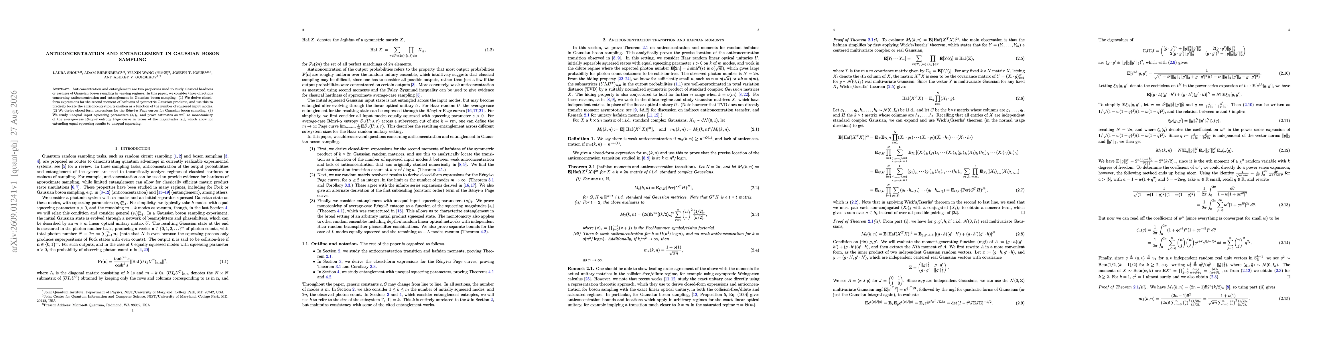 Thumbnail for Anticoncentration and entanglement in Gaussian boson sampling