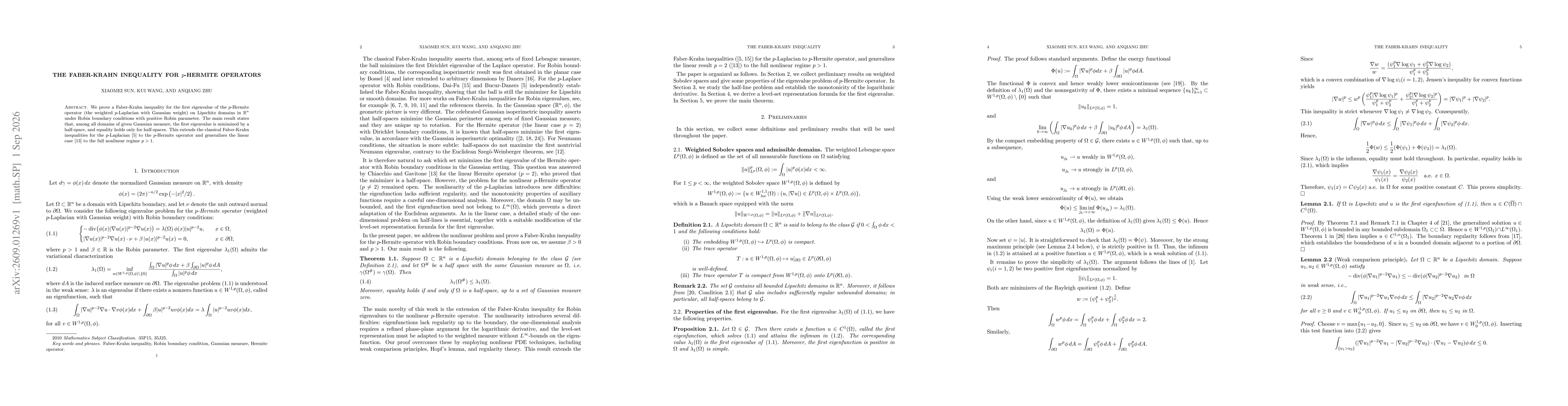 Thumbnail for The Faber-Krahn inequality for $p$-Hermite operators