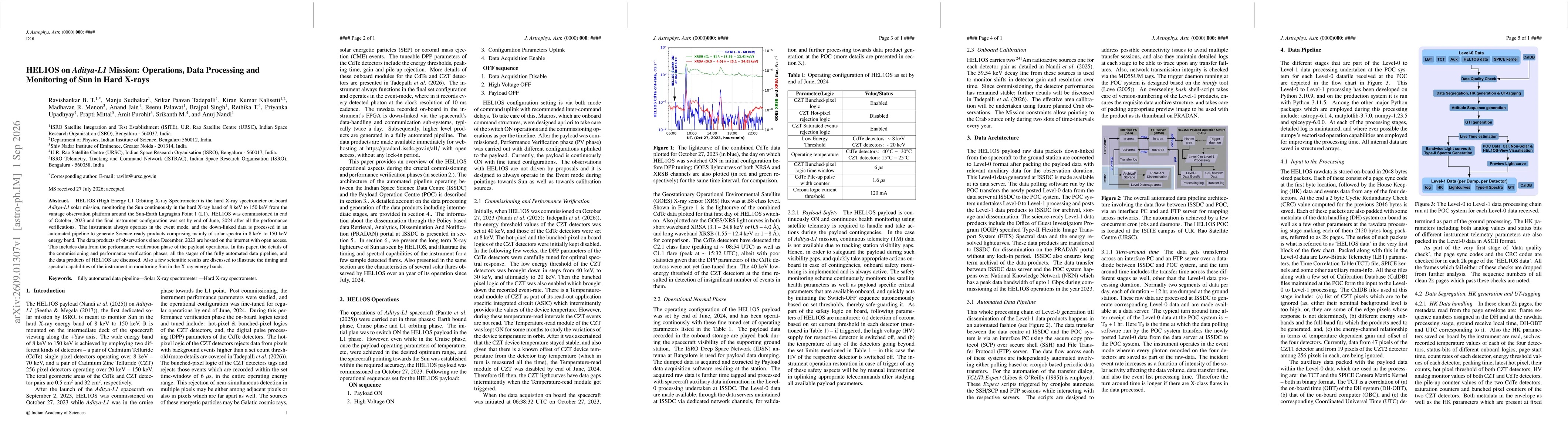 Thumbnail for HEL1OS on Aditya-L1 Mission: Operations, Data Processing and Monitoring of Sun in Hard X-rays